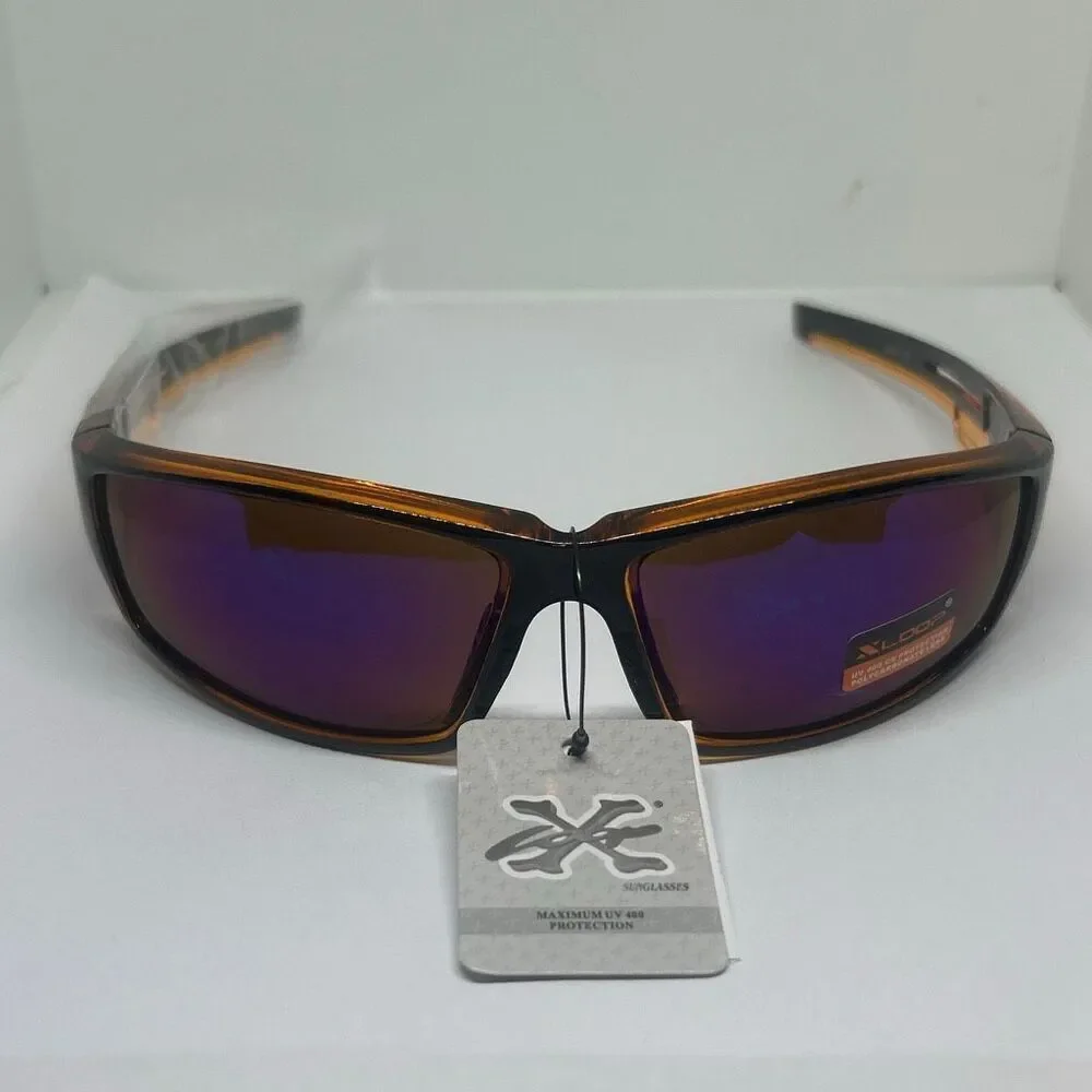 X-Loop Mirrored Wraparound Sport Sunglasses UV400 Protection Durable Streetwear